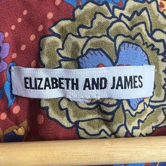 Elizabeth & James Drew Open Front Kimono Size M Rust Floral - Picture 8 of 12